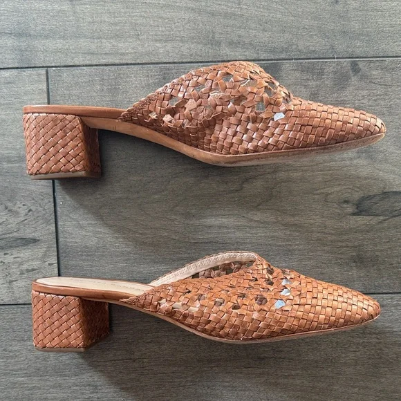 Loeffler Randall Lulu Timber Brown Woven Mules - Picture 4 of 8